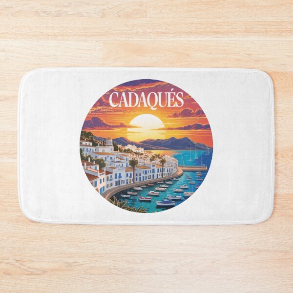 Item preview, Cadaqués Sunset Harbor – Mediterranean Coastal Town Illustration, Scenic Spain Travel Art designed and sold by CircinusStore.