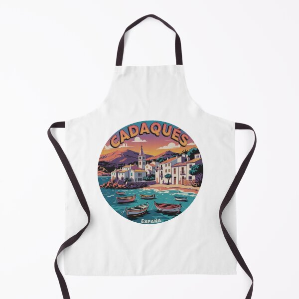 Item preview, Cadaqués España Retro Illustration – Vibrant Mediterranean Coastal Town & Scenic Harbor View designed and sold by CircinusStore.