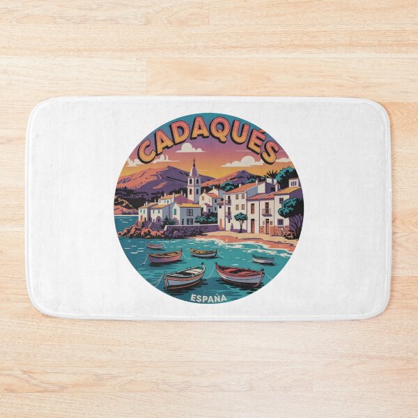 Item preview, Cadaqués España Retro Illustration – Vibrant Mediterranean Coastal Town & Scenic Harbor View designed and sold by CircinusStore.