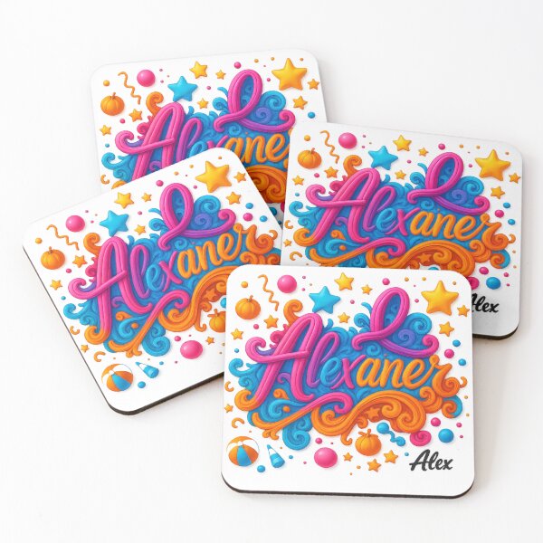 Item preview, Alexander – Colorful 3D Lettering Art with Stars and Swirls designed and sold by AlexLineArt.