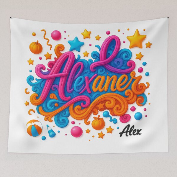Item preview, Alexander – Colorful 3D Lettering Art with Stars and Swirls designed and sold by AlexLineArt.
