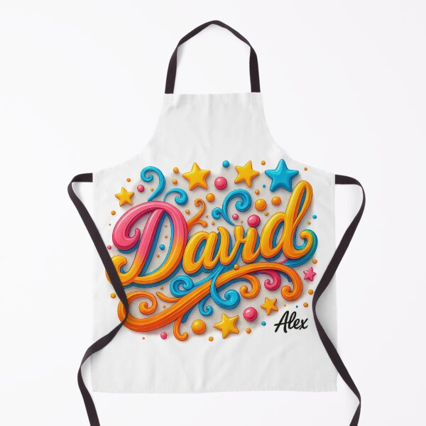 Item preview, David – Vibrant Neon 3D Lettering with Stars and Ornaments designed and sold by AlexLineArt.