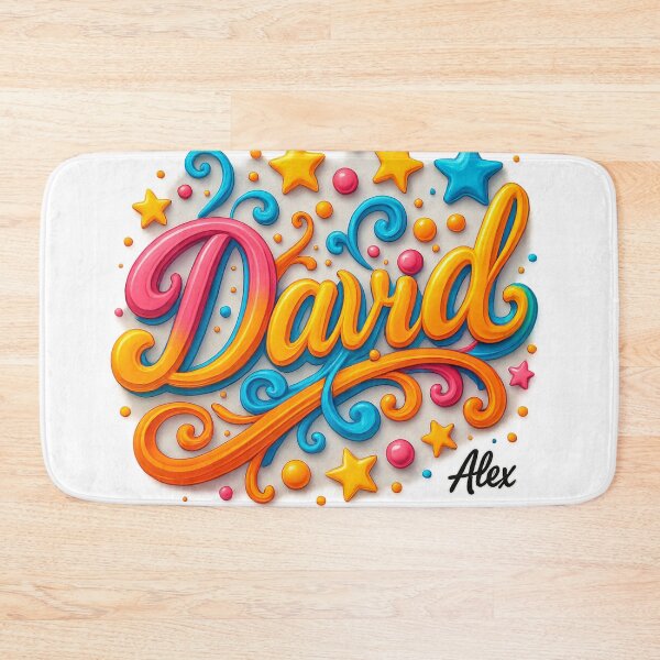Item preview, David – Vibrant Neon 3D Lettering with Stars and Ornaments designed and sold by AlexLineArt.