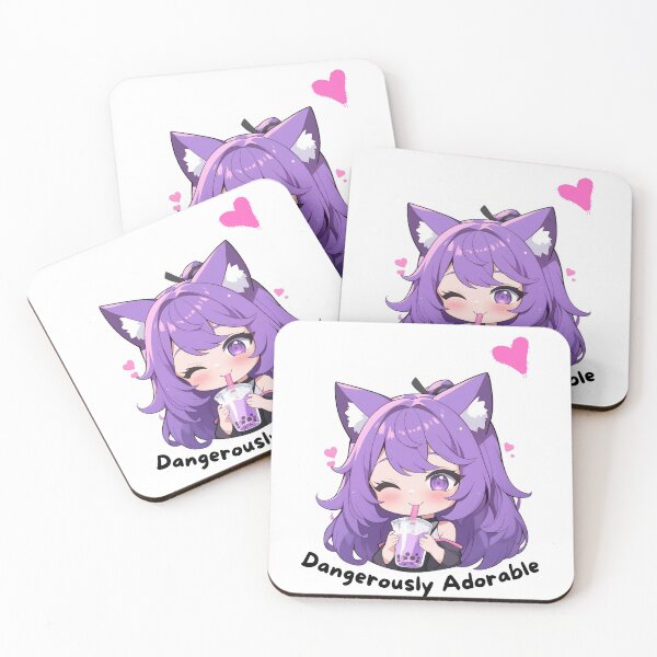 Item preview, ADORABLE KAWAII PURPLE HAIR CHIBI BOBA STICKER designed and sold by CholarCrafts.