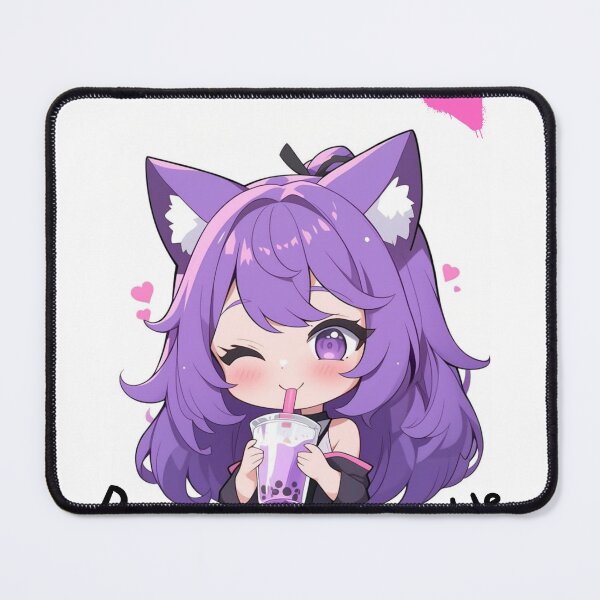 Item preview, ADORABLE KAWAII PURPLE HAIR CHIBI BOBA STICKER designed and sold by CholarCrafts.