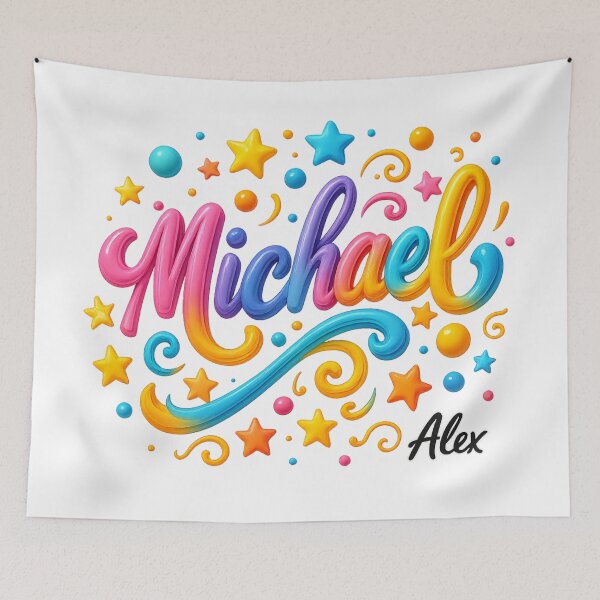Item preview, Michael – Colorful 3D Lettering with Stars and Ornaments on Transparent Background designed and sold by AlexLineArt.