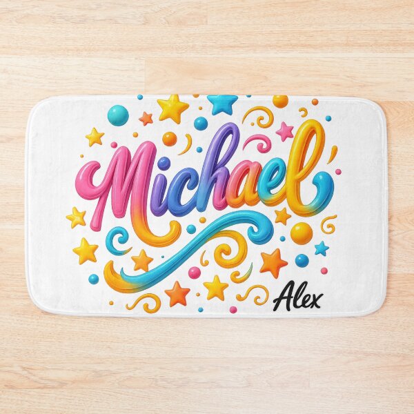 Item preview, Michael – Colorful 3D Lettering with Stars and Ornaments on Transparent Background designed and sold by AlexLineArt.