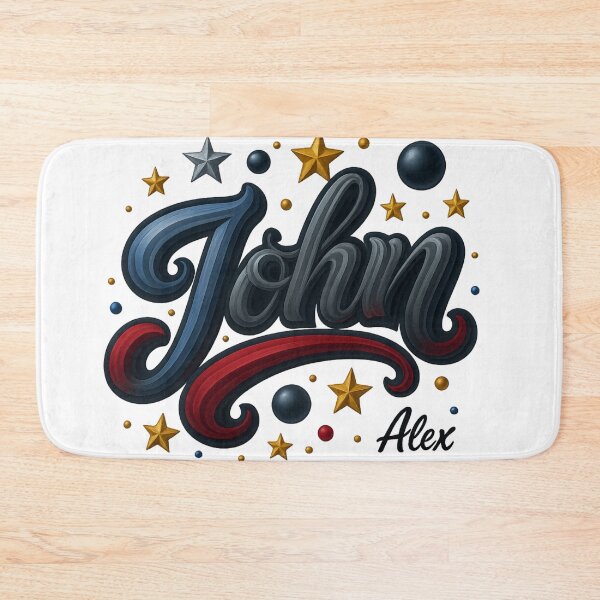 Item preview, John – Bold 3D Lettering with Stars and Metallic Accents designed and sold by AlexLineArt.