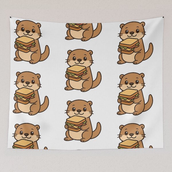 Item preview, Funny Cartoon Otter Holding Sandwich – Playful Snack Animal Art designed and sold by Confuzz1ed.