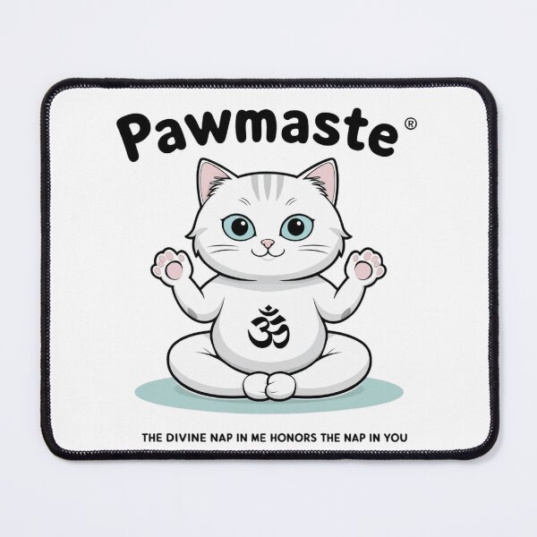 Item preview, Pawmaste – White Yoga Cat with Blue Eyes Meditation Design designed and sold by jelonkaa.