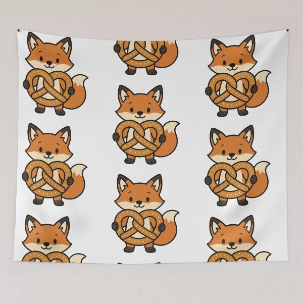 Item preview, Funny Cartoon Fox Holding Pretzel – Playful Snack Animal Art designed and sold by Confuzz1ed.