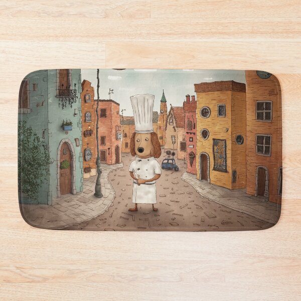 Item preview, Charming Canine Chef in a Cozy Village designed and sold by Whimsical Hug.