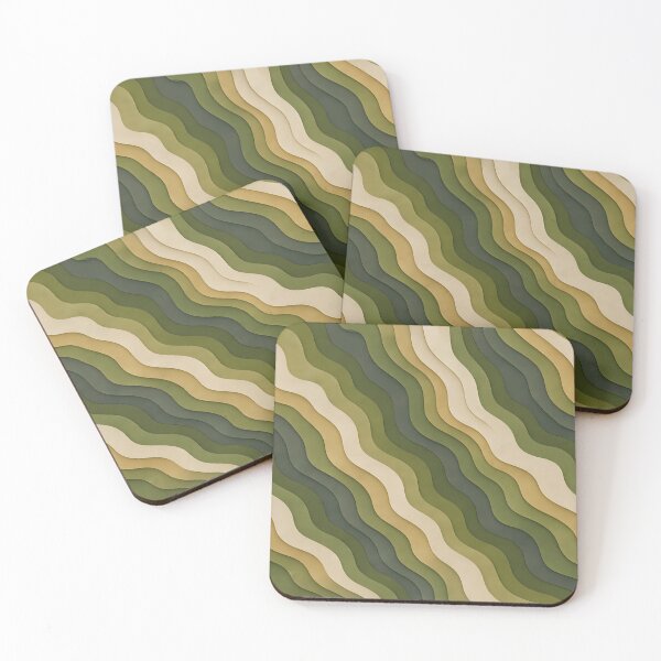 Item preview, Retro Green Earth Tone Wavy Abstract Pattern designed and sold by FestivityFinds.