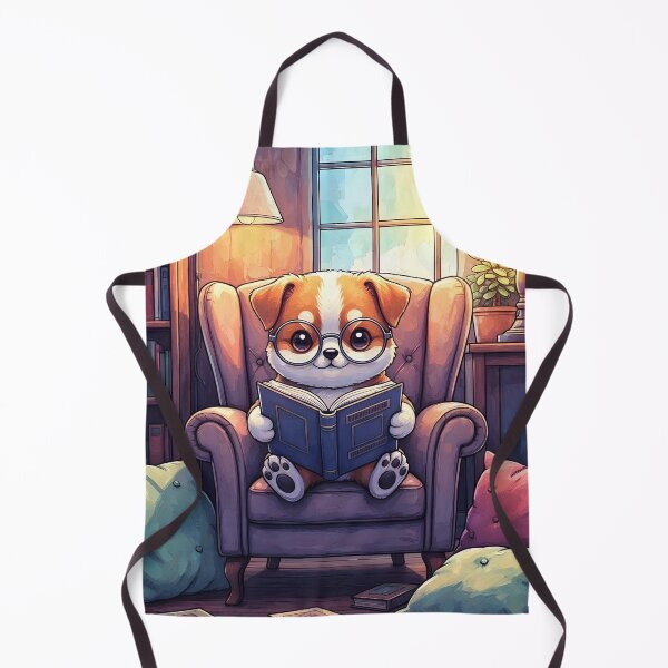 Item preview, Adorable Kawaii Dog Reading in Cozy Armchair - Cute Book Lover Design | Illustration designed and sold by Pineapple And Cherries.