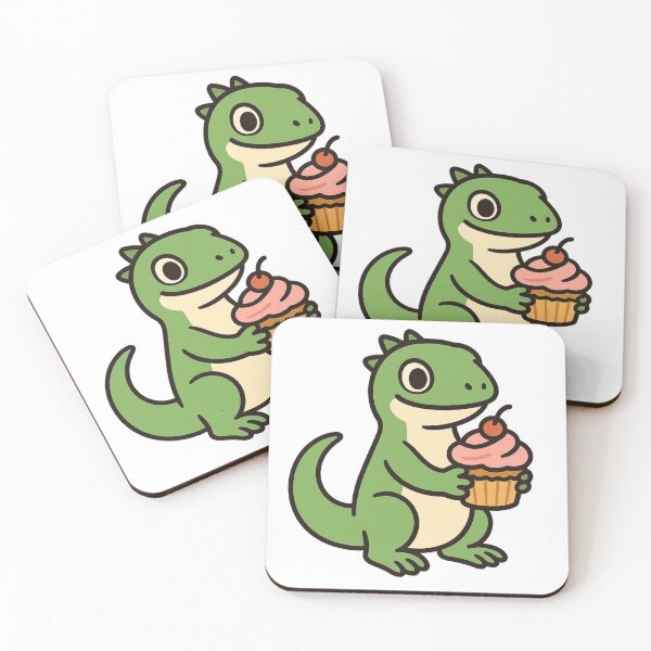Item preview, Funny Cartoon Lizard Holding Cupcake – Meme Reptile Dessert Art designed and sold by Confuzz1ed.
