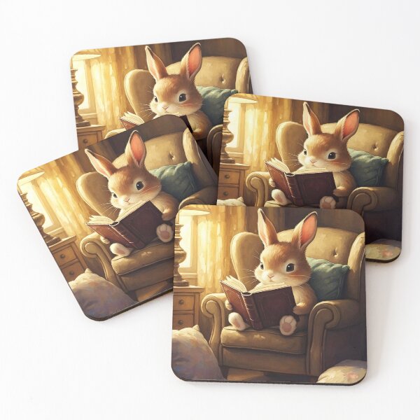Item preview, Sweet Kawaii Bunny Reading in Cozy Armchair - Cute Book Lover Design | Illustration designed and sold by Pineapple And Cherries.