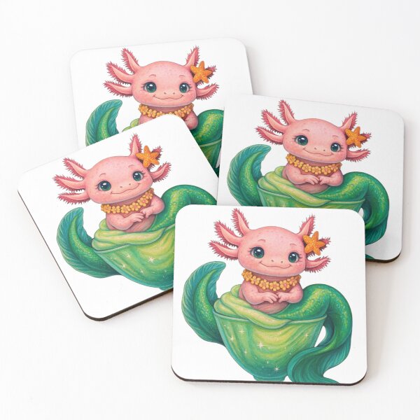 Item preview, Cute Axolotl Mermaid in Green Goblet – Whimsical Fantasy Illustration designed and sold by ZephyrBDesigns.