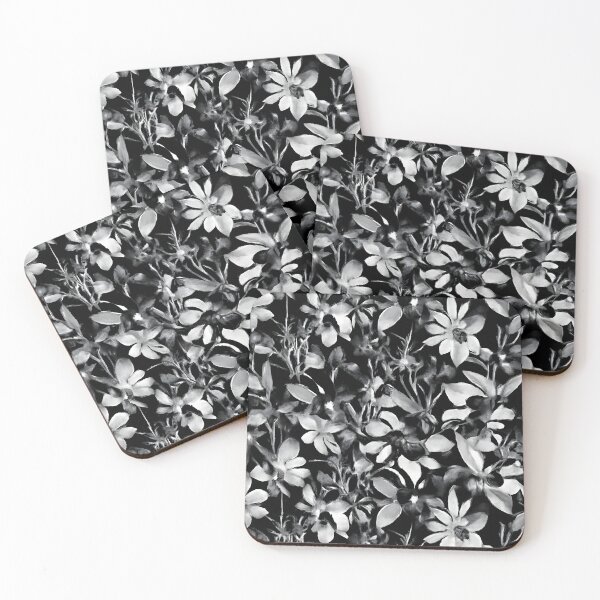 Item preview, Black and White Botanical Floral Pattern designed and sold by FestivityFinds.