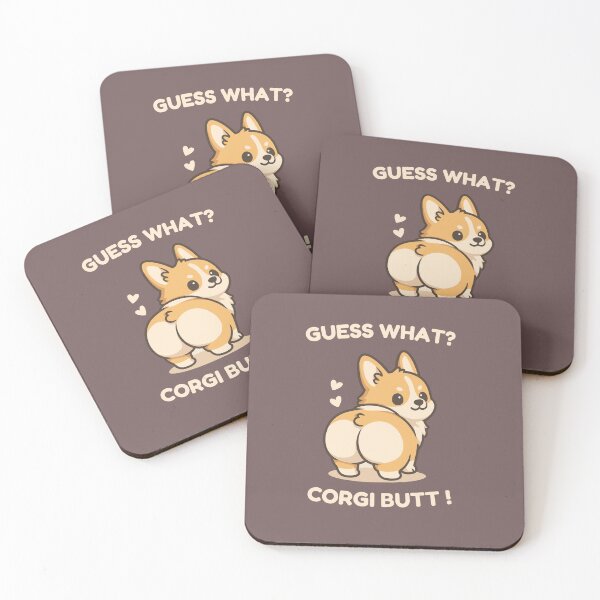 Item preview, Cute Corgi Butt Illustration – Funny Kawaii Dog Lover design- Guess What Corgi Butt quote- Dog Memes designed and sold by station-one.
