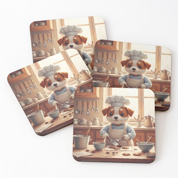 Item preview, Cheerful Kawaii Dog Baking Chocolate Chip Cookies - Adorable Baking Design | Illustration designed and sold by Pineapple And Cherries.