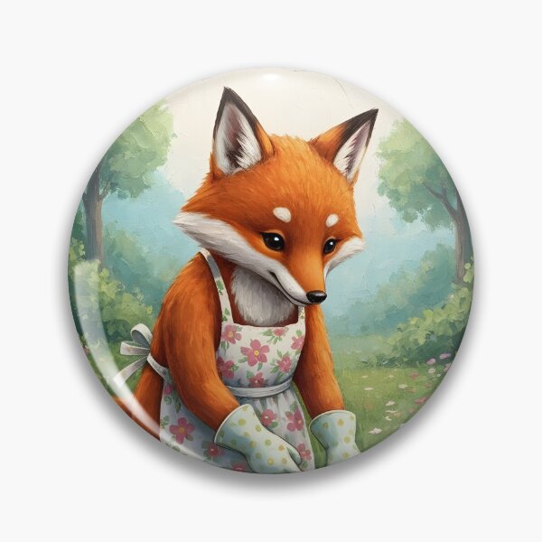 Item preview, Kawaii Fox Gardening - Adorable Fox in the Garden | Illustration designed and sold by Pineapple And Cherries.