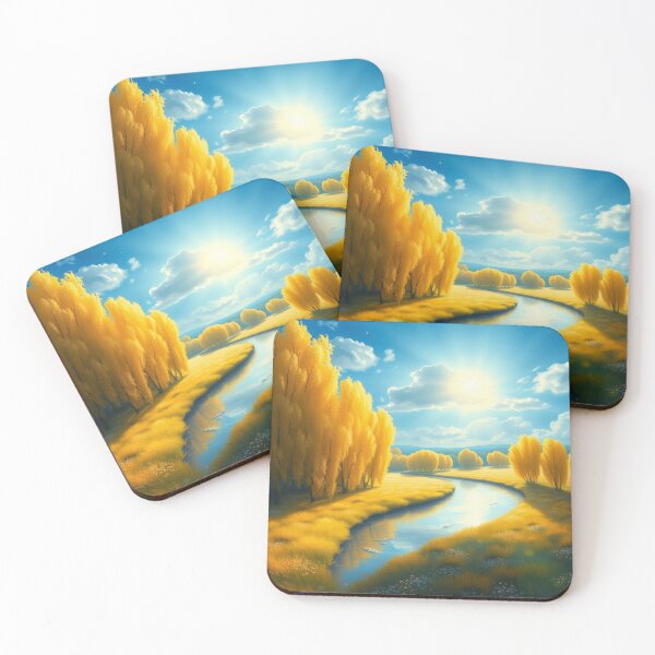 Item preview, "Poplars at Giverny – Claude Monet | "Impressionist Autumn Landscape – Winding River and Golden Trees under Blue Sky, Morning Light", by Frantz Cialec." designed and sold by Ralek.