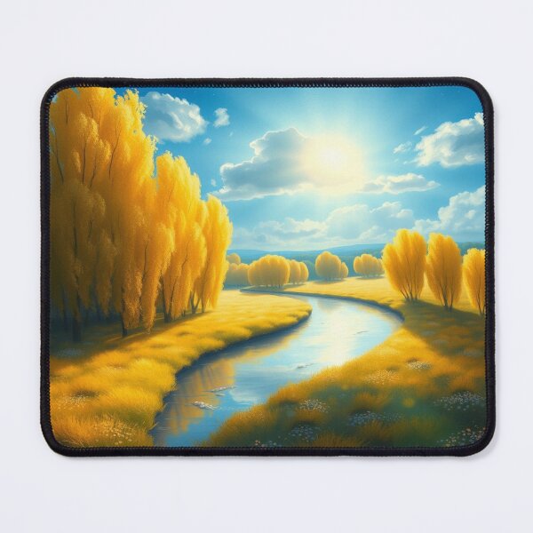 Item preview, "Poplars at Giverny – Claude Monet | "Impressionist Autumn Landscape – Winding River and Golden Trees under Blue Sky, Morning Light", by Frantz Cialec." designed and sold by Ralek.