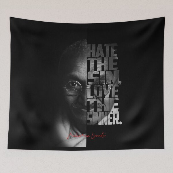 Item preview, Copy of Mahatma Gandhi – Minimalist Split-Face Typography Portrait designed and sold by Enea Kelo.