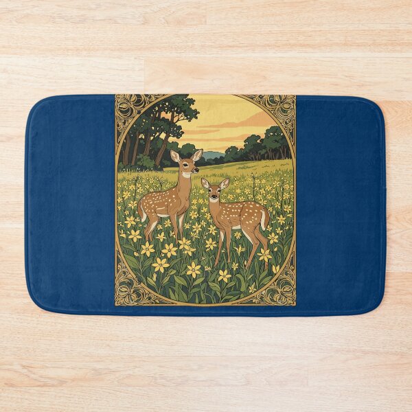 Item preview, Whitetail Doe and Fawn With Yellow Flowers designed and sold by taiche.
