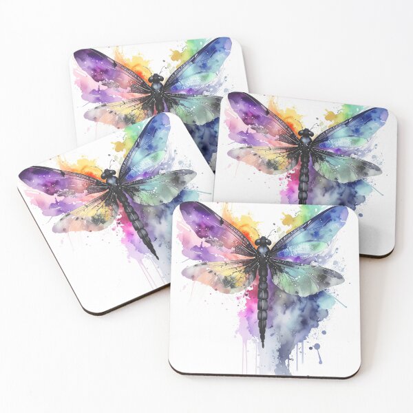 Item preview, Watercolor dragonfly from above bright colors designed and sold by LiskoDesign.