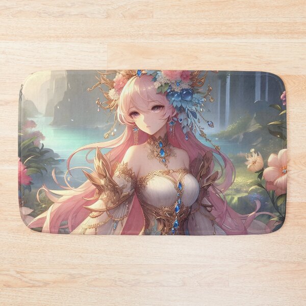Item preview, Enchanting Fantasy Woman with Pink Hair and Floral Crown designed and sold by PandaTShirtShop.