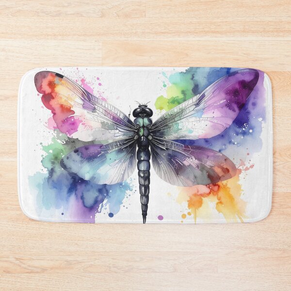 Item preview, Watercolor dragonfly bright colors splashes of color designed and sold by LiskoDesign.