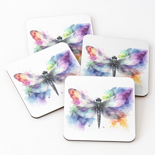Item preview, Watercolor dragonfly bright colors splashes of color designed and sold by LiskoDesign.