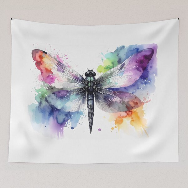 Item preview, Watercolor dragonfly bright colors splashes of color designed and sold by LiskoDesign.