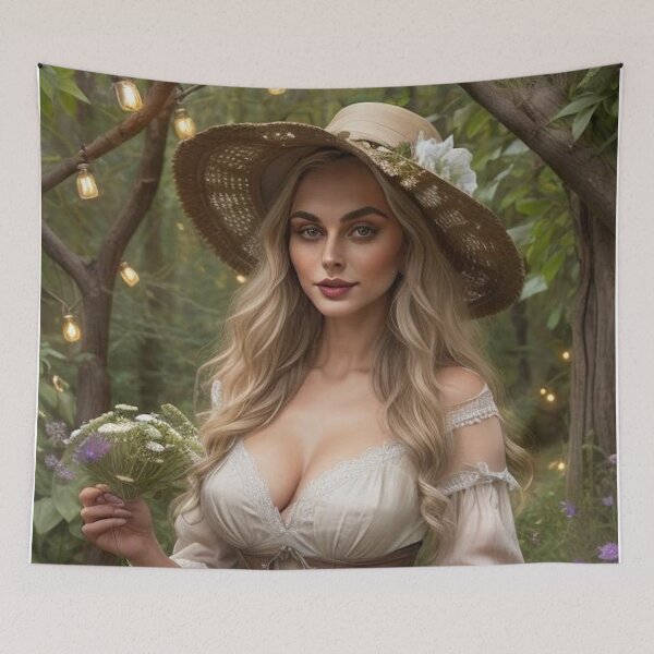 Item preview, Herbalist’s Night – Cottagecore Witch with Flowers and Lantern Glow designed and sold by MissSaylor.