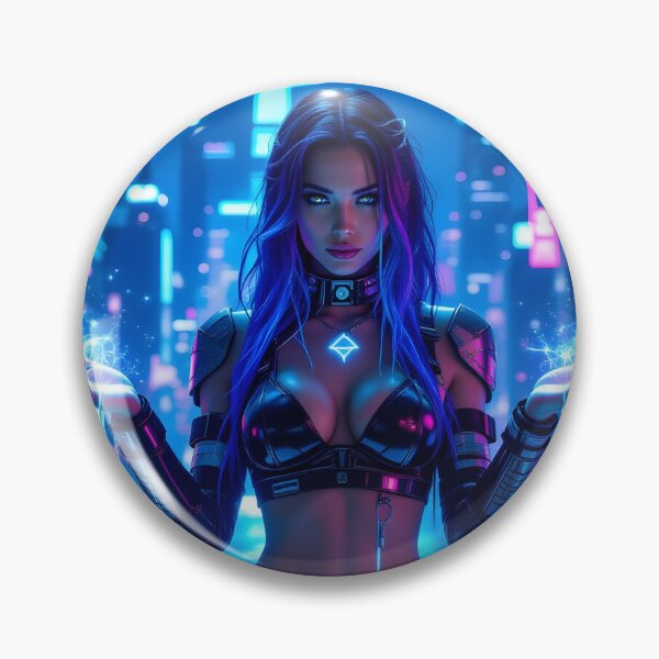 Item preview, Aquarius Cyberpunk Goddess – Neon Water Sorceress in Futuristic City designed and sold by artmanikin.