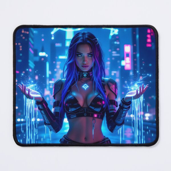 Item preview, Aquarius Cyberpunk Goddess – Neon Water Sorceress in Futuristic City designed and sold by artmanikin.