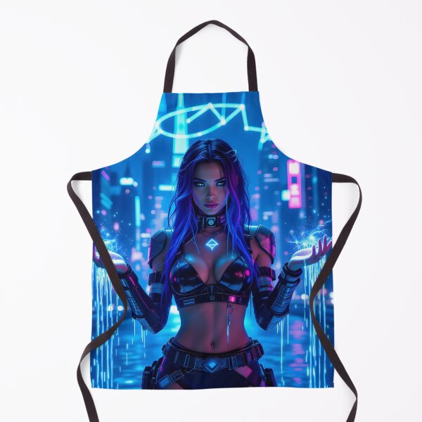 Item preview, Aquarius Cyberpunk Goddess – Neon Water Sorceress in Futuristic City designed and sold by artmanikin.