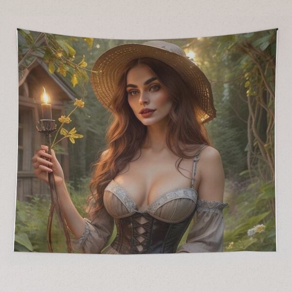 Item preview, Wildflower Witch – Moonlit Cottagecore Herbalist in Rustic Dress designed and sold by MissSaylor.