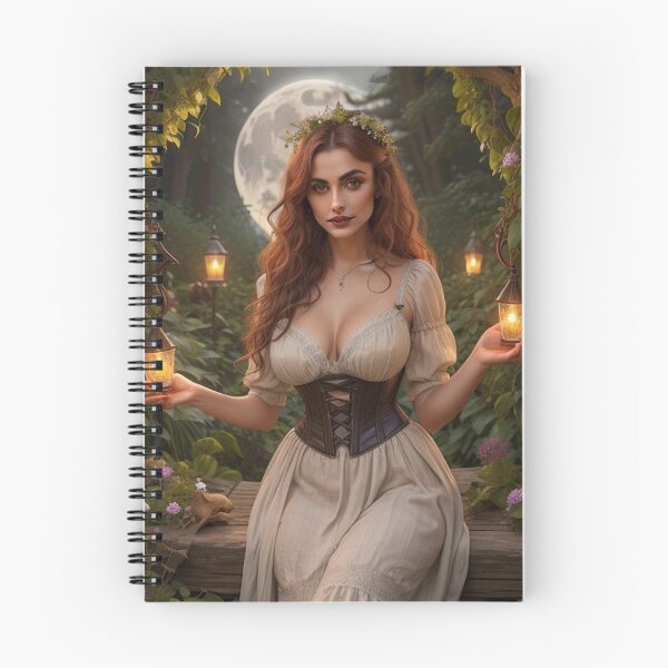 Item preview, Cottagecore Witchcraft – Cozy Magical Woman in Moon Garden designed and sold by MissSaylor.