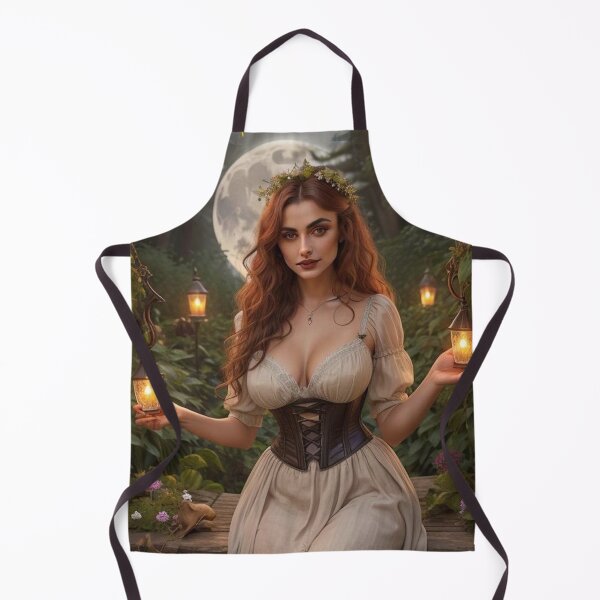 Item preview, Cottagecore Witchcraft – Cozy Magical Woman in Moon Garden designed and sold by MissSaylor.