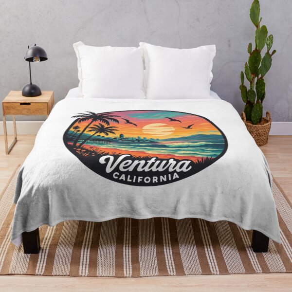 Item preview, Ventura California Retro Sunset Art – Coastal Beach Landscape, Pier and Seagulls Illustration designed and sold by CircinusStore.