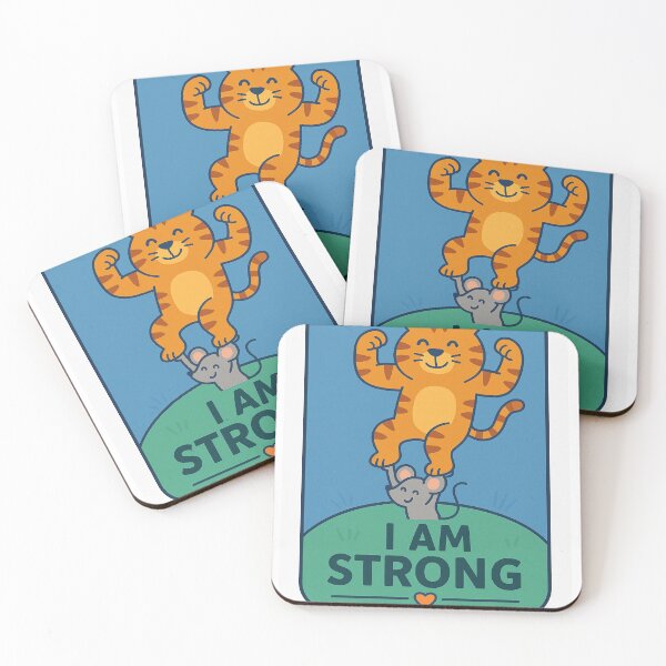 Item preview, Kids Positive Affirmation – "I Am Strong" Tiger & Mouse | Zelune designed and sold by Zelune.