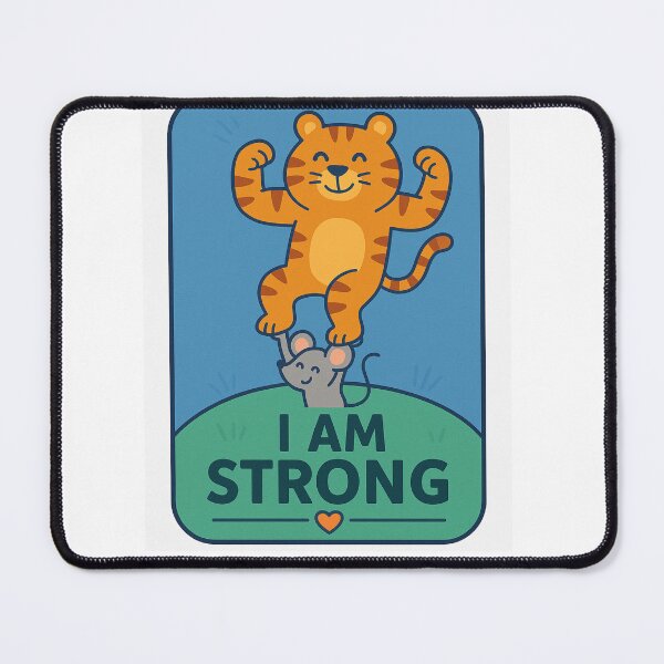 Item preview, Kids Positive Affirmation – "I Am Strong" Tiger & Mouse | Zelune designed and sold by Zelune.