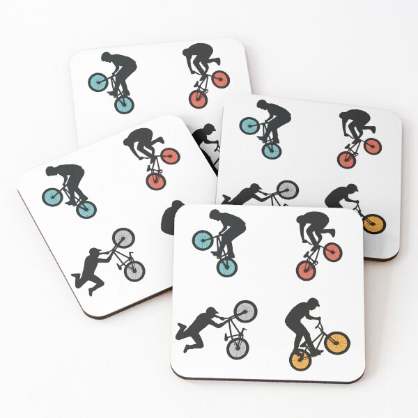 Aperçu de l'œuvre BMX Stunts Pop Art – Conception de rider freestyle à 4 panneaux créée et vendue par LifmusGoDesigns.