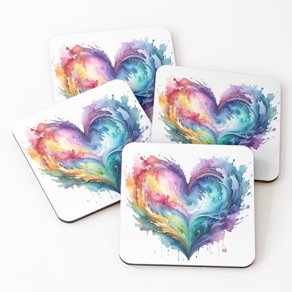Item preview, Abstract watercolor heart bright colors designed and sold by LiskoDesign.