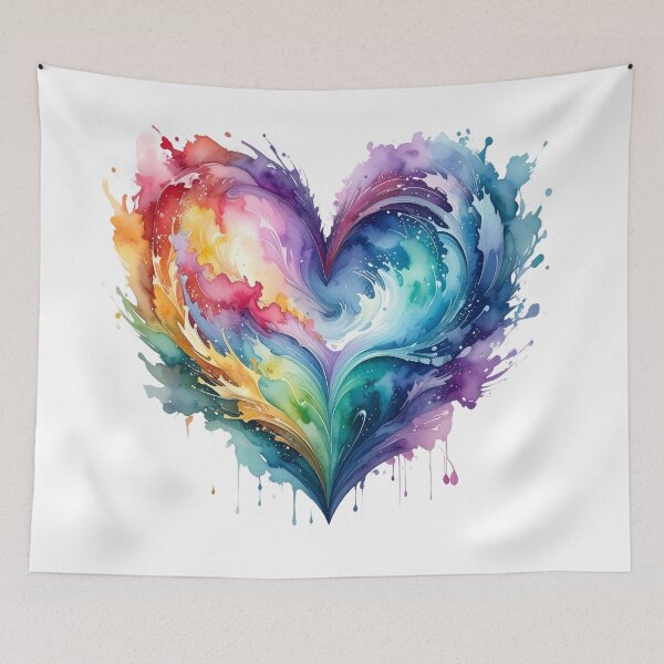 Item preview, Abstract watercolor heart bright colors designed and sold by LiskoDesign.