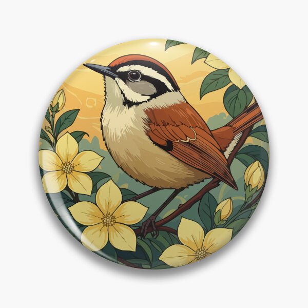 Item preview, Thryothorus Bird Amongst Yellow Jasmine Flowers designed and sold by taiche.
