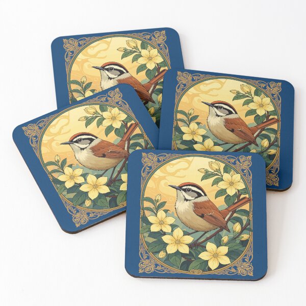 Item preview, Thryothorus Bird Amongst Yellow Jasmine Flowers designed and sold by taiche.