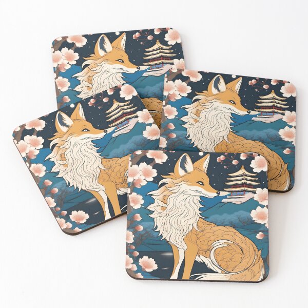 Item preview, Kitsune Under Lanterns – Edo Period Woodblock Print designed and sold by Vandy Fullam.